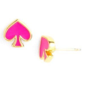 NEW Kate Spade Fuchsia Hot Pink and Gold Spade to Spade Stud Earrings